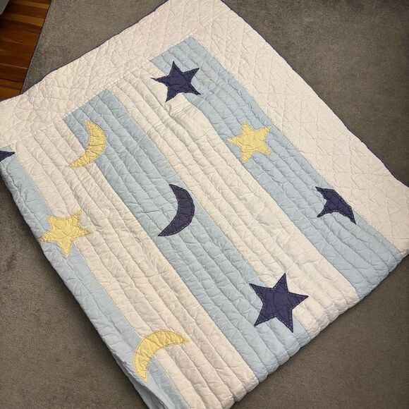 Pottery Barn Kids Blue and Yellow Star Quilt - Picture 1 of 5
